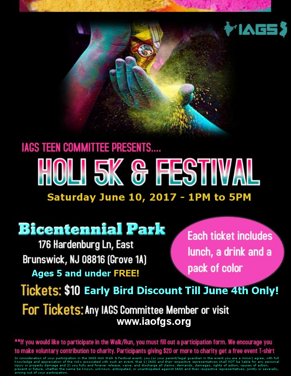 IAGS Holi 5K Flyer